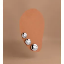 Pendiente suelto medio par oro blanco 18k chatón circonita 8mm. cierre presión mujer [AC1660]