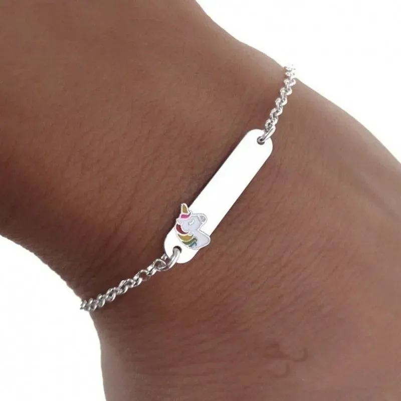 Esclava Pulsera Plata Ley niña 14.5 cm. forzada alargada chapa 2.5 cm