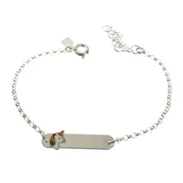 Esclava Pulsera Plata Ley niña 14.5 cm. forzada alargada chapa 2.5 cm