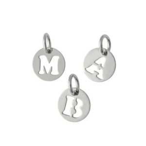 Colgante Inicial Personalizable en Plata Ley 925m redondo disco de 10