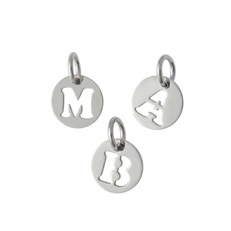 Colgante Inicial Personalizable en Plata Ley 925m redondo disco de 10