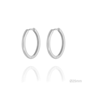 Aros Pendientes en Plata Ley 925m de 25 mm. lisos