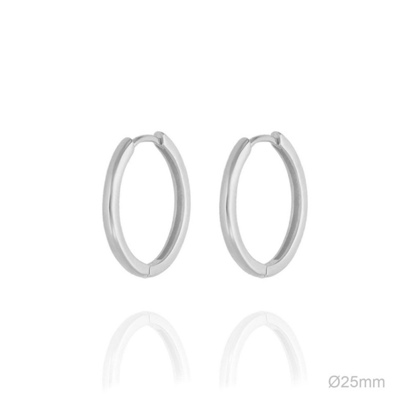 Aros Pendientes en Plata Ley 925m de 25 mm. lisos