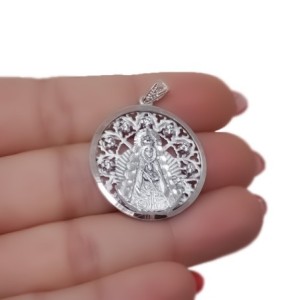 Virgen del Rocío Medalla en Plata de Ley 925m maciza de 28 mm. en rel