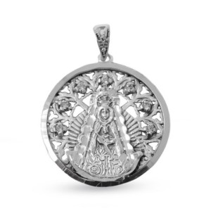 Virgen del Rocío Medalla en Plata de Ley 925m maciza de 28 mm. en rel