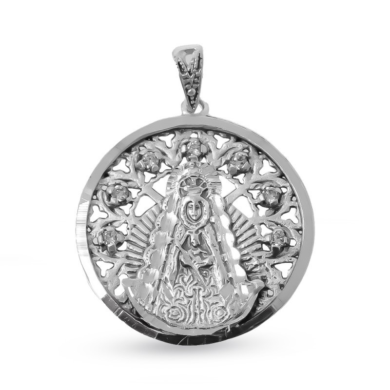 Virgen del Rocío Medalla en Plata de Ley 925m maciza de 28 mm. en rel