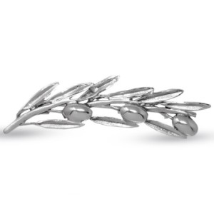 Rama de Olivo Broche Alfiler en Plata de Ley 925m macizo de 62 mm. co