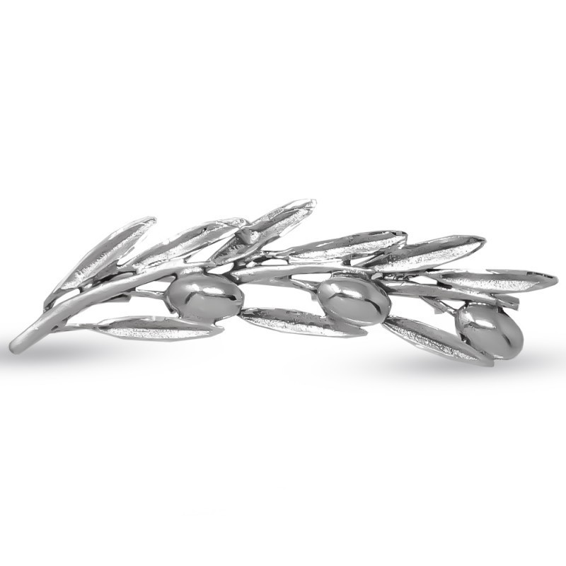 Rama de Olivo Broche Alfiler en Plata de Ley 925m macizo de 62 mm. co