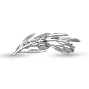 Rama de Olivo Broche Alfiler en Plata de Ley 925m macizo de 47 mm. co
