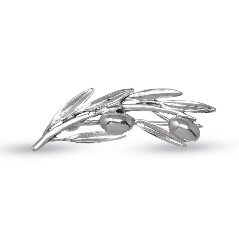 Rama de Olivo Broche Alfiler en Plata de Ley 925m macizo de 47 mm. co
