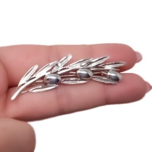 Rama de Olivo Broche Alfiler en Plata de Ley 925m macizo de 62 mm. co