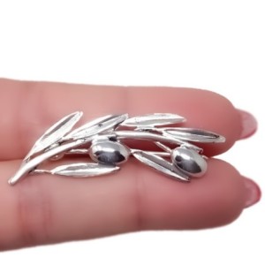 Rama de Olivo Broche Alfiler en Plata de Ley 925m macizo de 47 mm. co