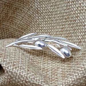 Rama de Olivo Broche Alfiler en Plata de Ley 925m macizo de 47 mm. co