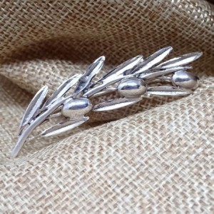 Rama de Olivo Broche Alfiler en Plata de Ley 925m macizo de 62 mm. co