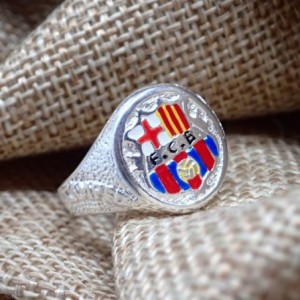Fútbol Club Barcelona Sello de Caballero en Plata Ley 925m escudo esm