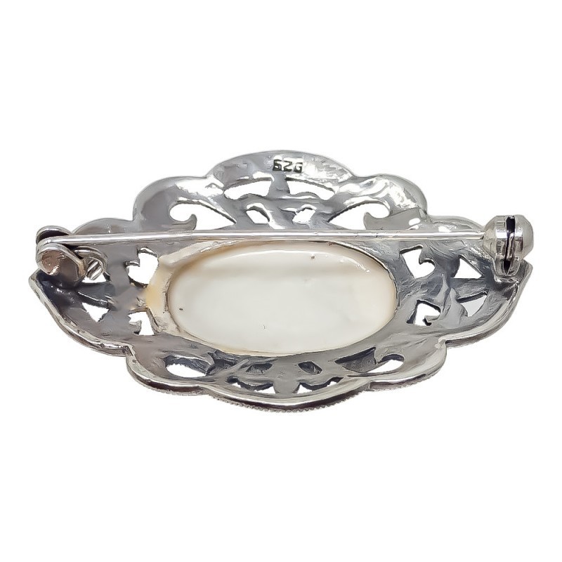 Broche Alfiler en Plata Ley 925m de 44 mm. oxidado con circonitas y m