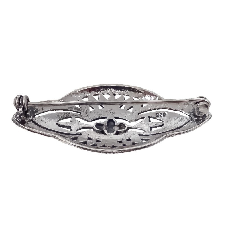 Broche Alfiler en Plata Ley 925m de 46 mm. oxidado con circonitas