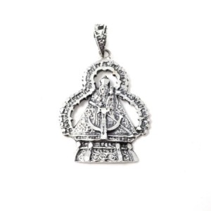 Virgen de la Cabeza maciza plata Ley 925m medalla colgante con peana