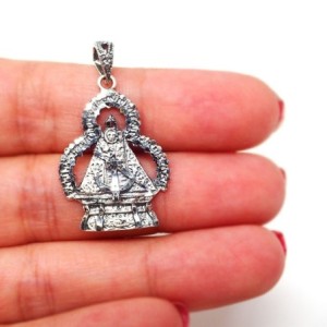 Virgen de la Cabeza maciza plata Ley 925m medalla colgante con peana