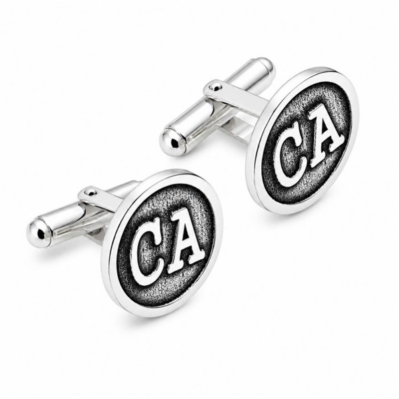Gemelos Plata Ley 925m iniciales personalizadas 18 mm. oxidados