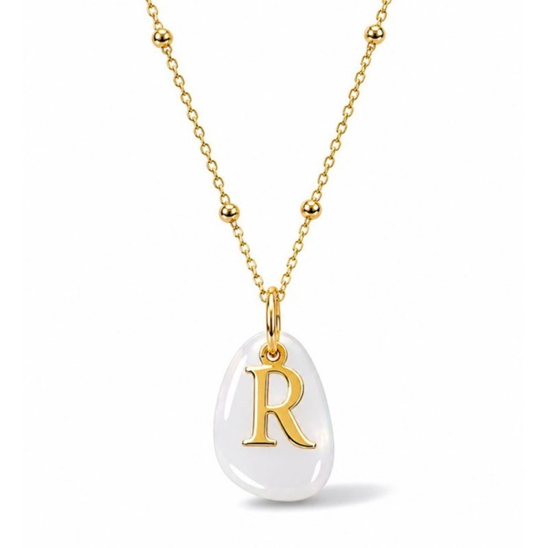 Gargantilla Plata Ley 925m chapada oro letra personalizada piedra bla