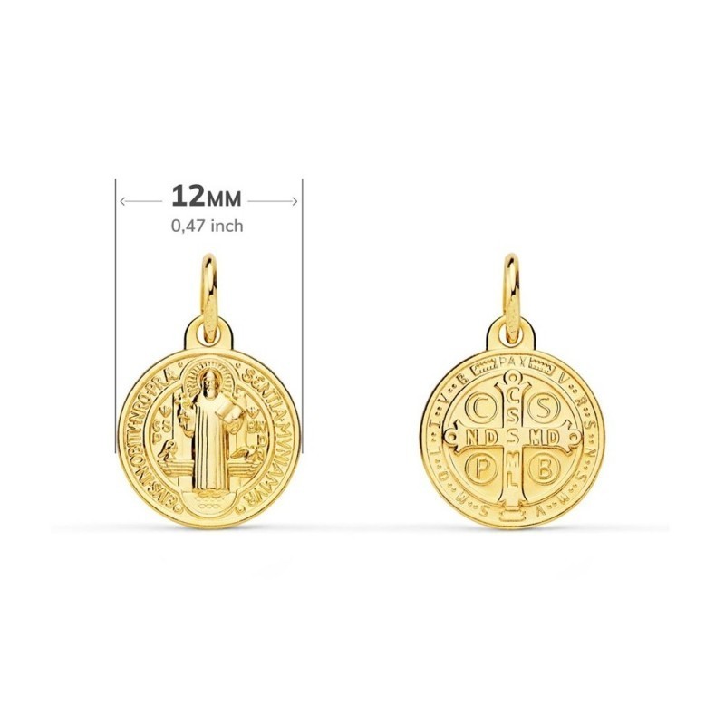 San Benito Escapulario Medalla Oro 9k de 12 mm.