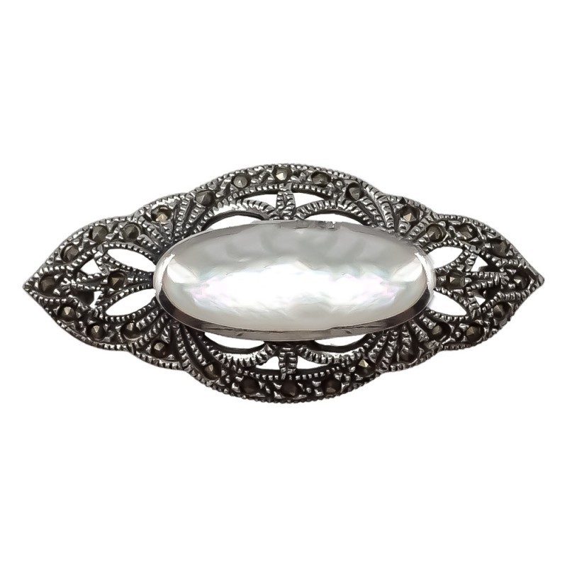 Broche en Plata Ley 925m alfiler de 42 mm. oxidado con circonitas y m