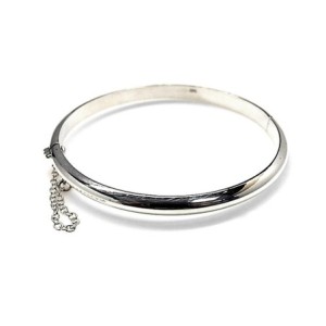 Pulsera plata Ley 925m media caña lisa 5mm [AB1045]