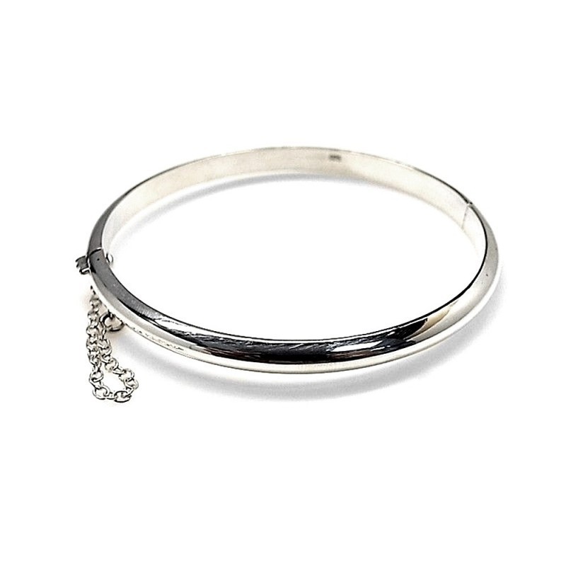 Pulsera plata Ley 925m media caña lisa 5mm [AB1045]