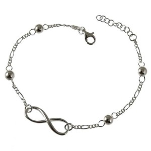 Pulsera plata Ley 925m cadena 17.5cm. alternada 3x1 bolas motivo infi