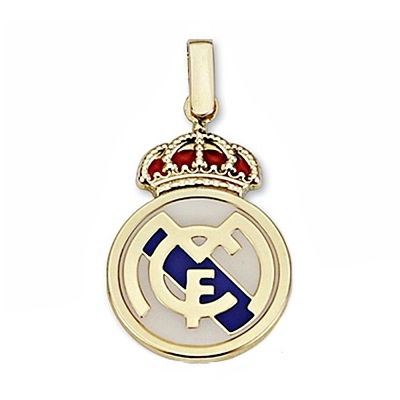 Colgante Escudo Real Madrid Oro De Ley 9k 24mm Esmalte 6468 9043