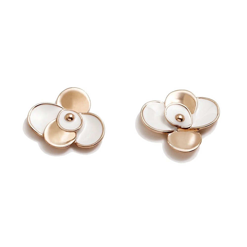 Pendientes Pertegaz Camelia Blanca flor esmalte frío [AB7174]