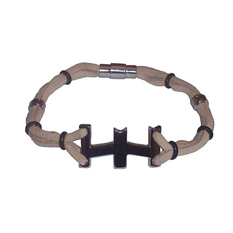 Pulsera acero piel