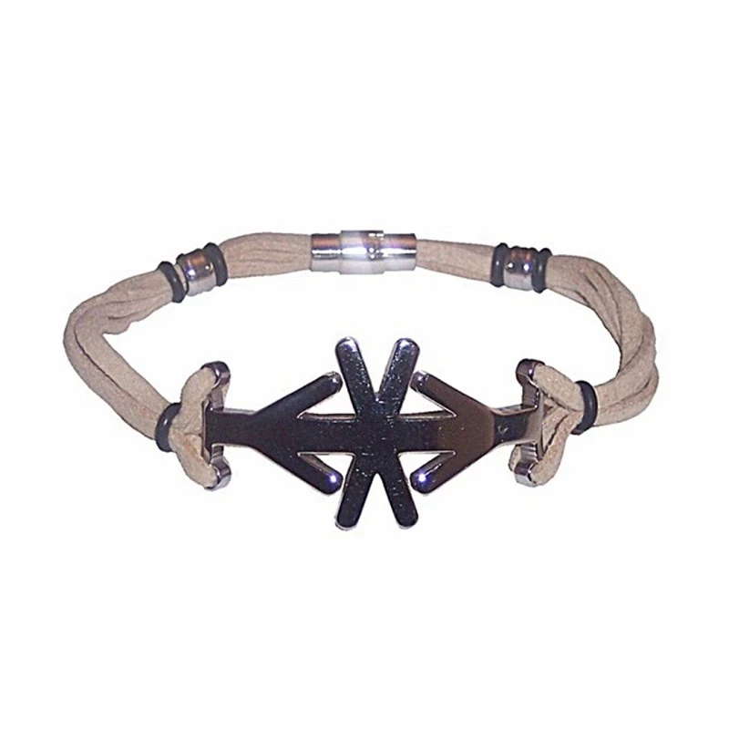 Pulsera acero piel