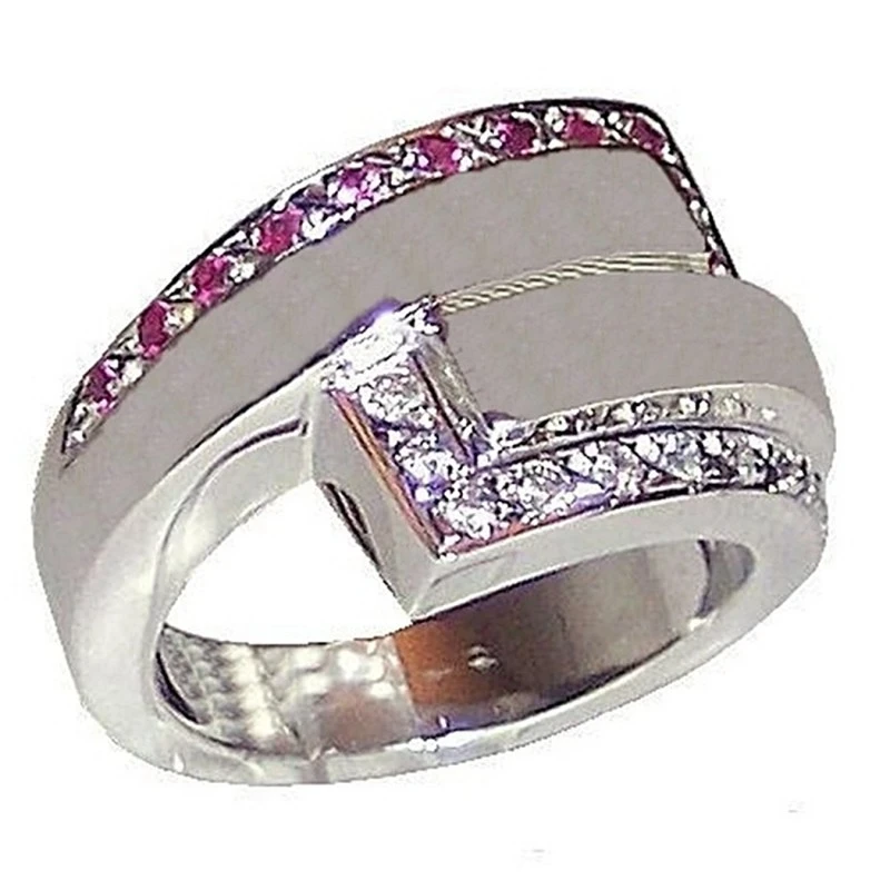 Sortija plata Ley 925m talla 16 rodiada con rubís [2268]