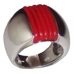Sortija plata Ley 925m talla 13 rodiada cuero rojo [2312]