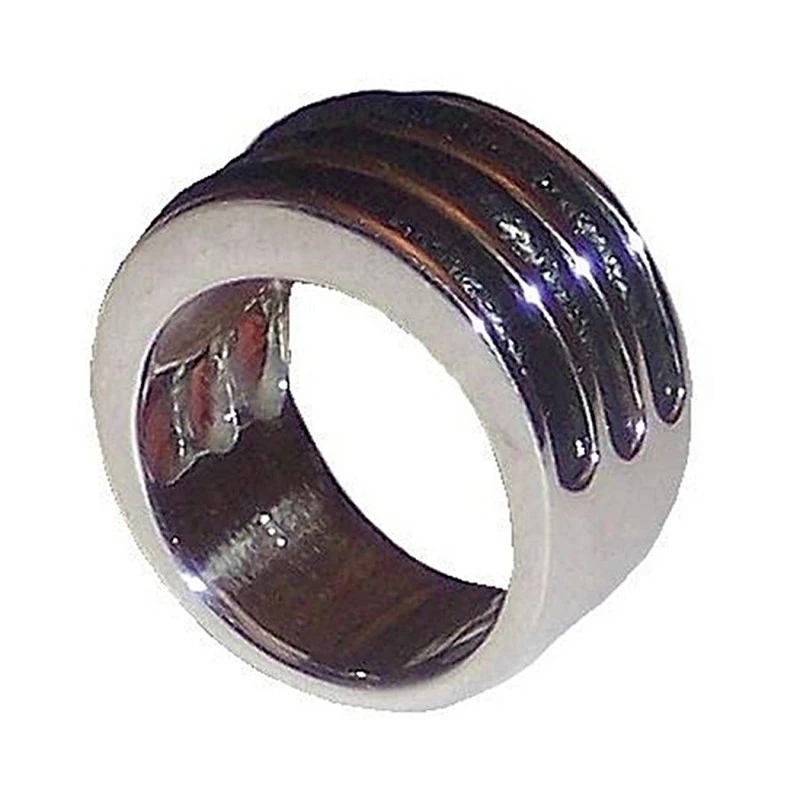 Sortija plata Ley 925m talla 15 rodiada cuero negro [2314]