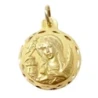 Medalla oro 18k Santa Bárbara 21mm. redonda cerco detalles tallados trasera lisa