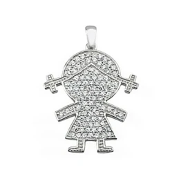 Colgante plata Ley chica coleta circonita engastada [5067]