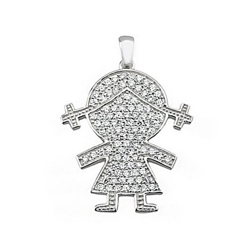 Colgante plata Ley chica coleta circonita engastada [5067]