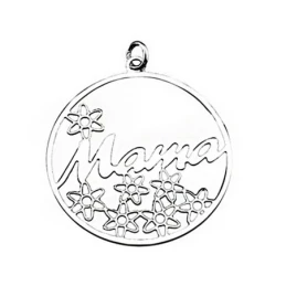 Colgante plata Ley mamá con margaritas [5143] Regalo día madre