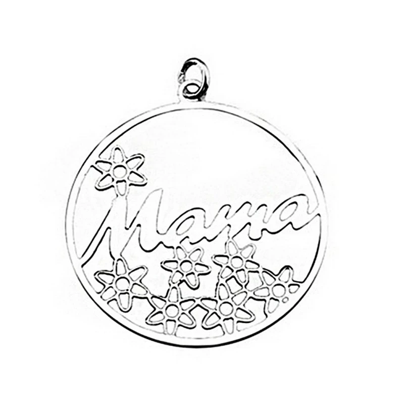 Colgante plata Ley mamá con margaritas [5143] Regalo día madre
