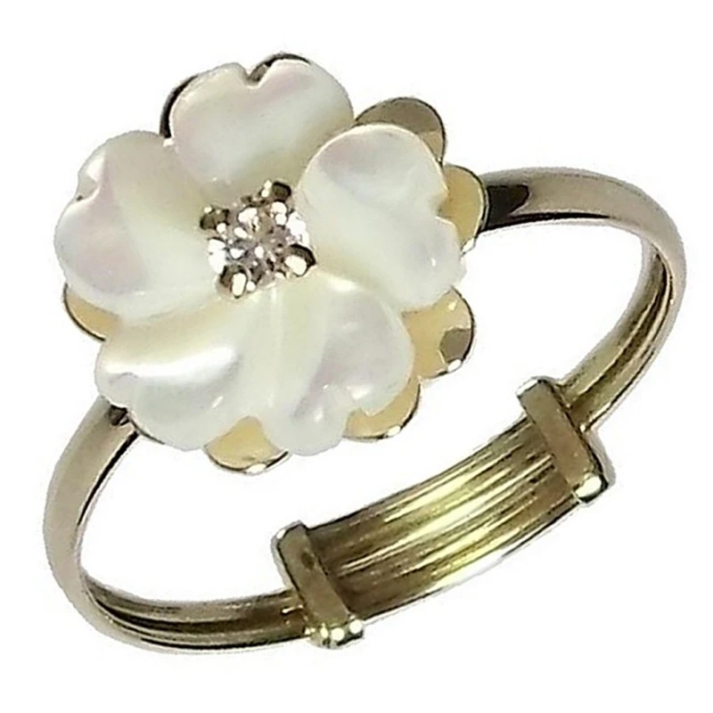 Sortija oro 18k flor nácar y circonita [5192S]