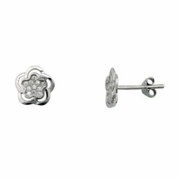 Pendientes plata Ley circonitas cierre presión [5208]