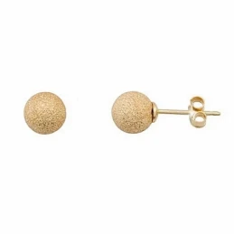 Pendientes plata Ley bola diamantada acabado amarillo []