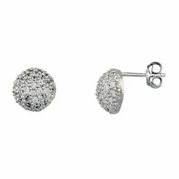 Pendientes plata Ley media bola rodiado circonitas [5360P]