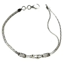 Pulsera plata Ley 925um 2 cordones cobra redondos [2270]
