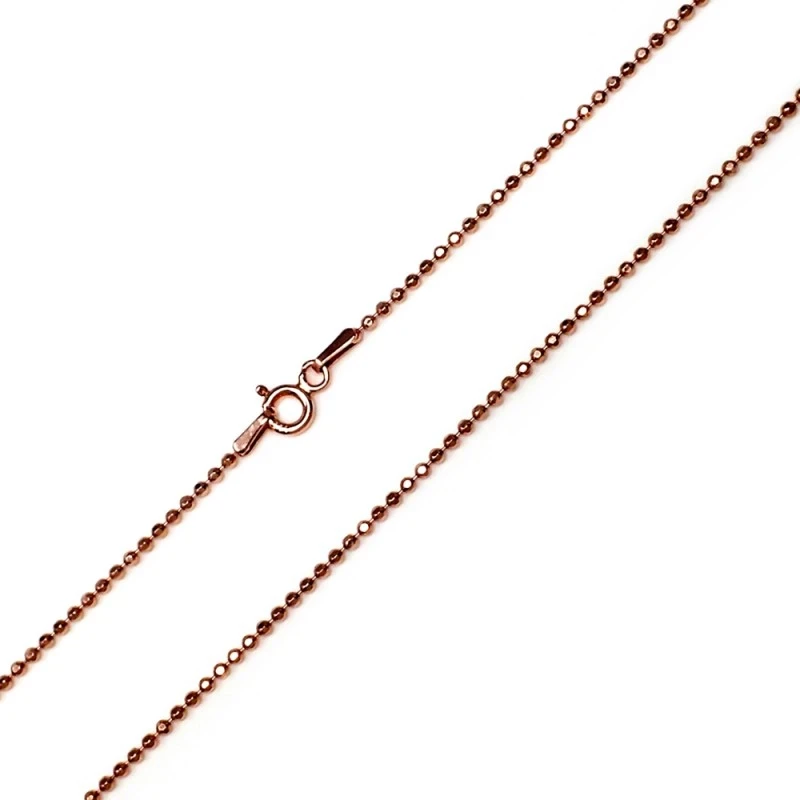 Cadena plata rosa 50 cm. bola diamantada 1,5mm. [5738]