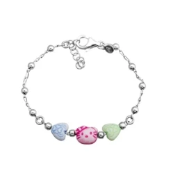 Pulsera plata Ley motivos colores acabado rodio 13,5cm. [5846]