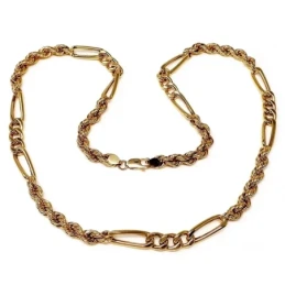 Cordón oro 18k salomónico cartier combinado hueco 60cm. 7mm. [7242]